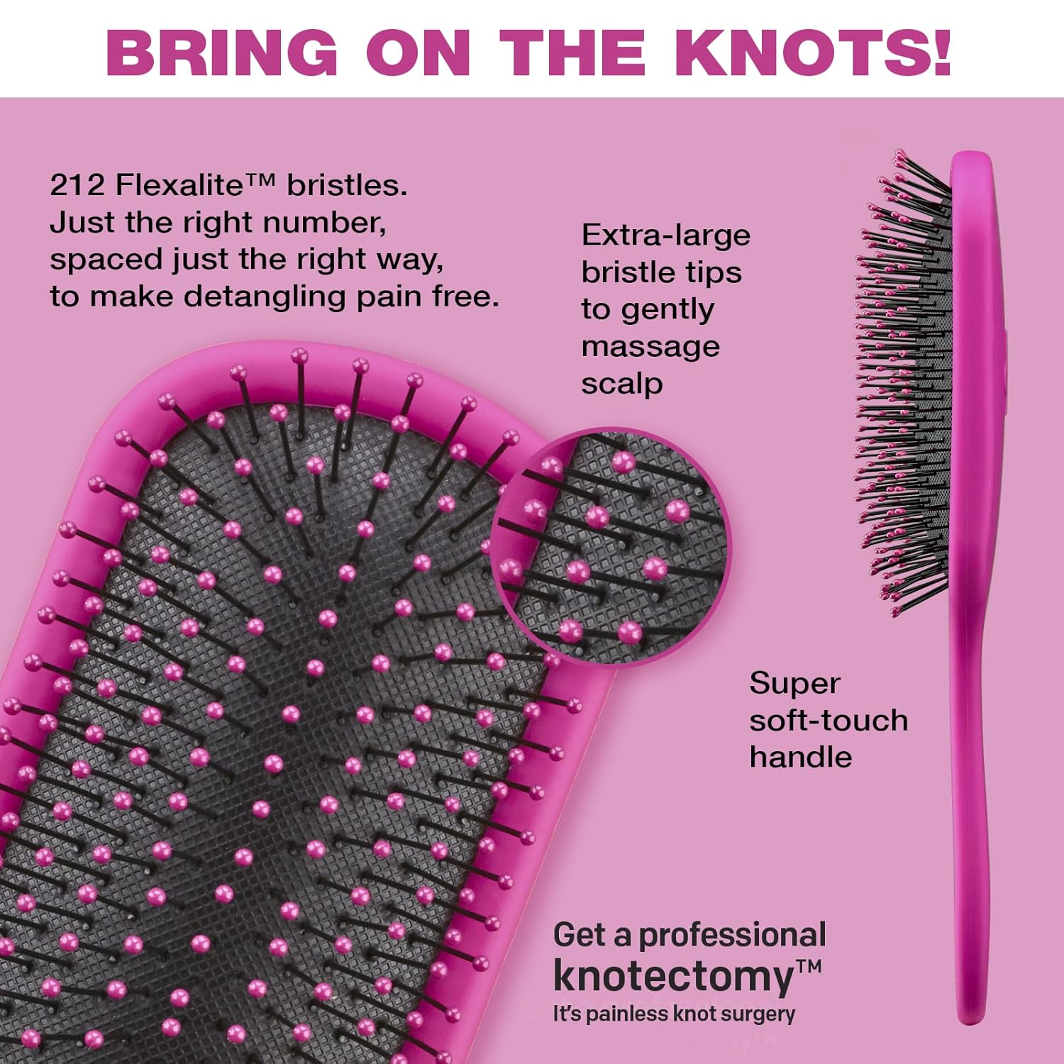 Buy now The Knot Dr. hair brush by Conair - Detangling hair brush - Removes Knots and Tangles in wet or dry Hair - hair brushes for women - Pink at indiglob india