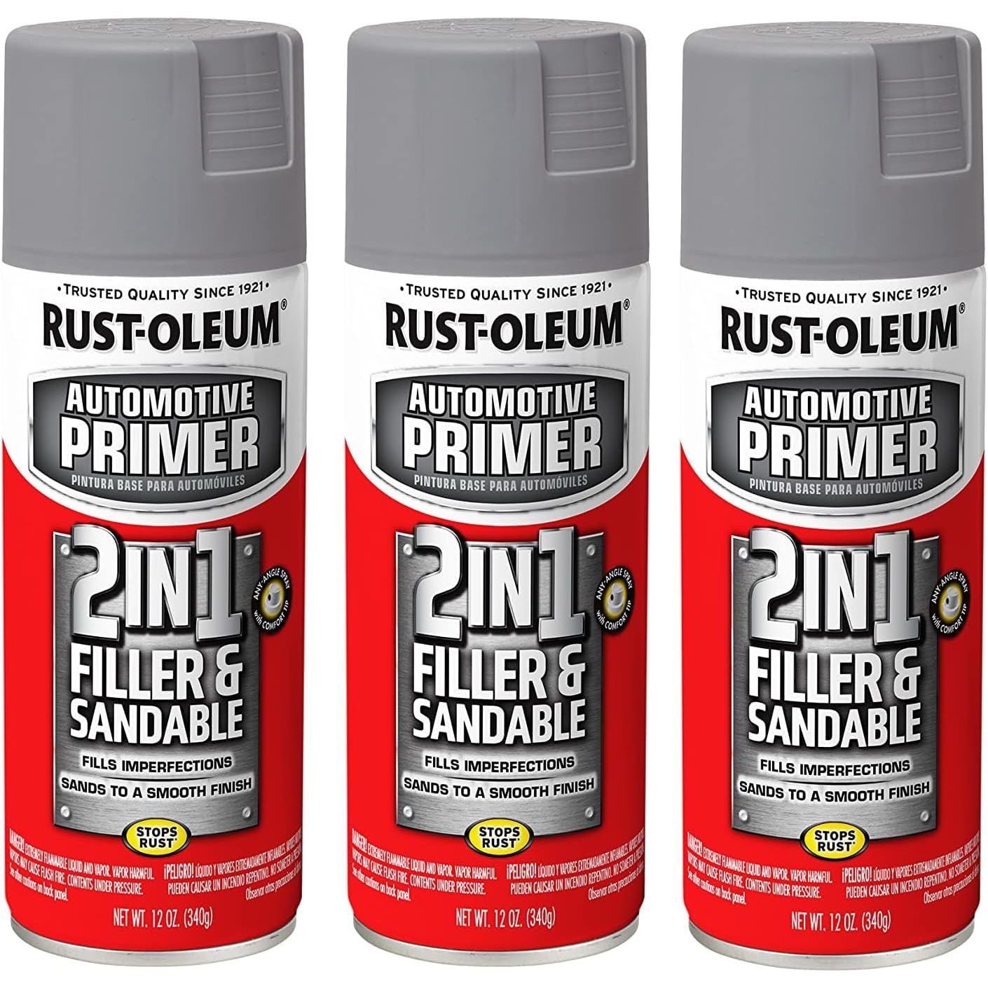 Buy now Rust-Oleum 260510 Stops Rust Automotive 2-in-1 Filler & Sandable Primer Spray, 12 oz, Gray 1 Count (Pack of 2) Gray at indiglob india