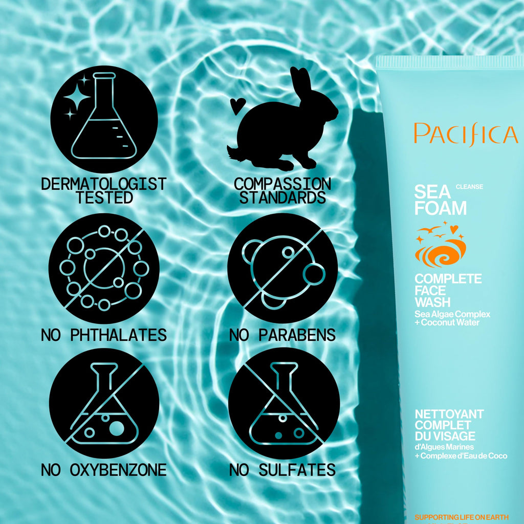 Buy now Pacifica Beauty Sea Foam Face Wash, Daily Gentle Foaming Cleanser, With Coconut Water + Sea Algae, Removes Makeup, For Combination and Oily Skin, Vegan & Cruelty Free at indiglob india