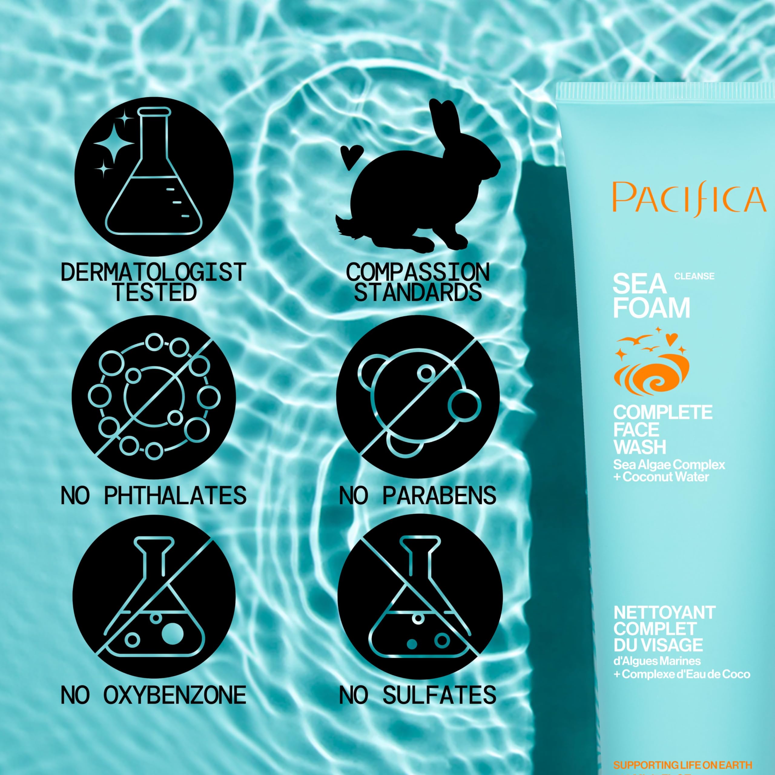 Buy now Pacifica Beauty Sea Foam Face Wash, Daily Gentle Foaming Cleanser, With Coconut Water + Sea Algae, Removes Makeup, For Combination and Oily Skin, Vegan & Cruelty Free at indiglob india