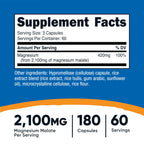 Nutricost Magnesium Malate 2,100mg, 180 Capsules - Vegetarian, Non-GMO, Gluten Free (Pack of 3)