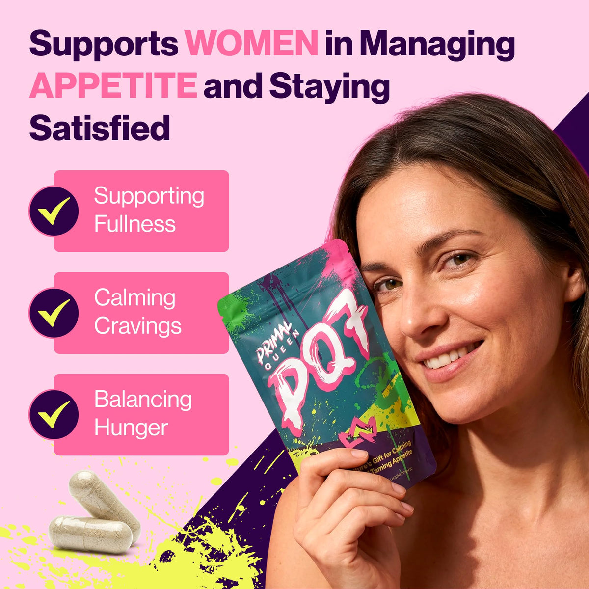 Primal Queen PQ7 Appetite Control, Cravings, Hunger & Fullness, 60 Capsules