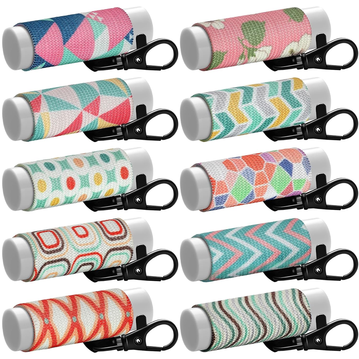 Buy now Sureio 10 Pack Lip Balm Holder Keychain Compact Clip On lipstick Lip Gloss Holder Keychain Elastic lipstick Sleeve Clip (Floral Style) Rustic Style at indiglob india