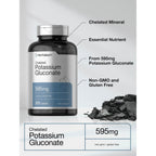 Horbäach Chelated Potassium Gluconate Supplement | 595 mg | 300 Caplets