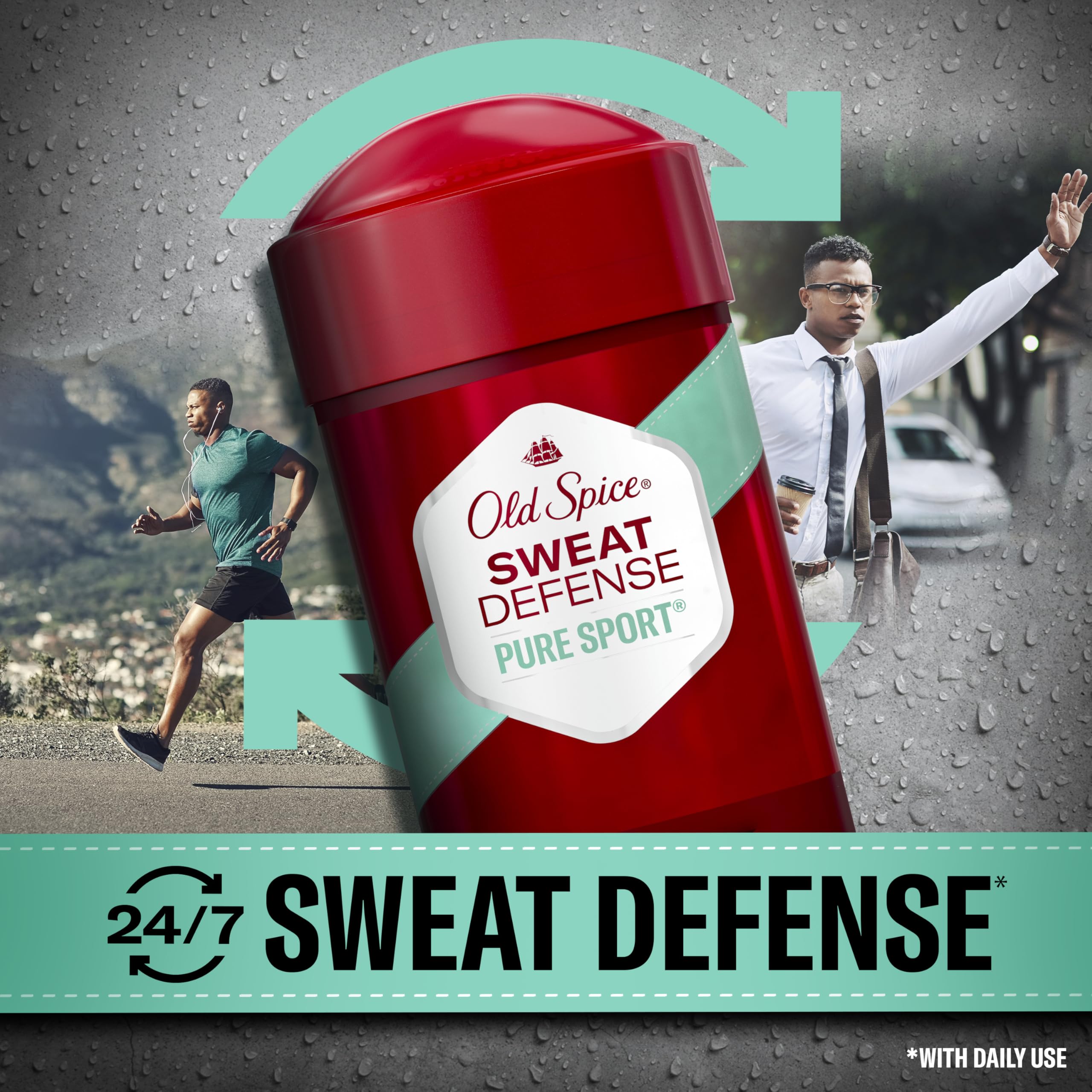 Old Spice Antiperspirant and Deodorant for Men, 24/7 Sweat and Odor Protection, Legendary Fragrance, Sweat Defense, Pure Sport Plus, 2.6 oz Twin Pack
