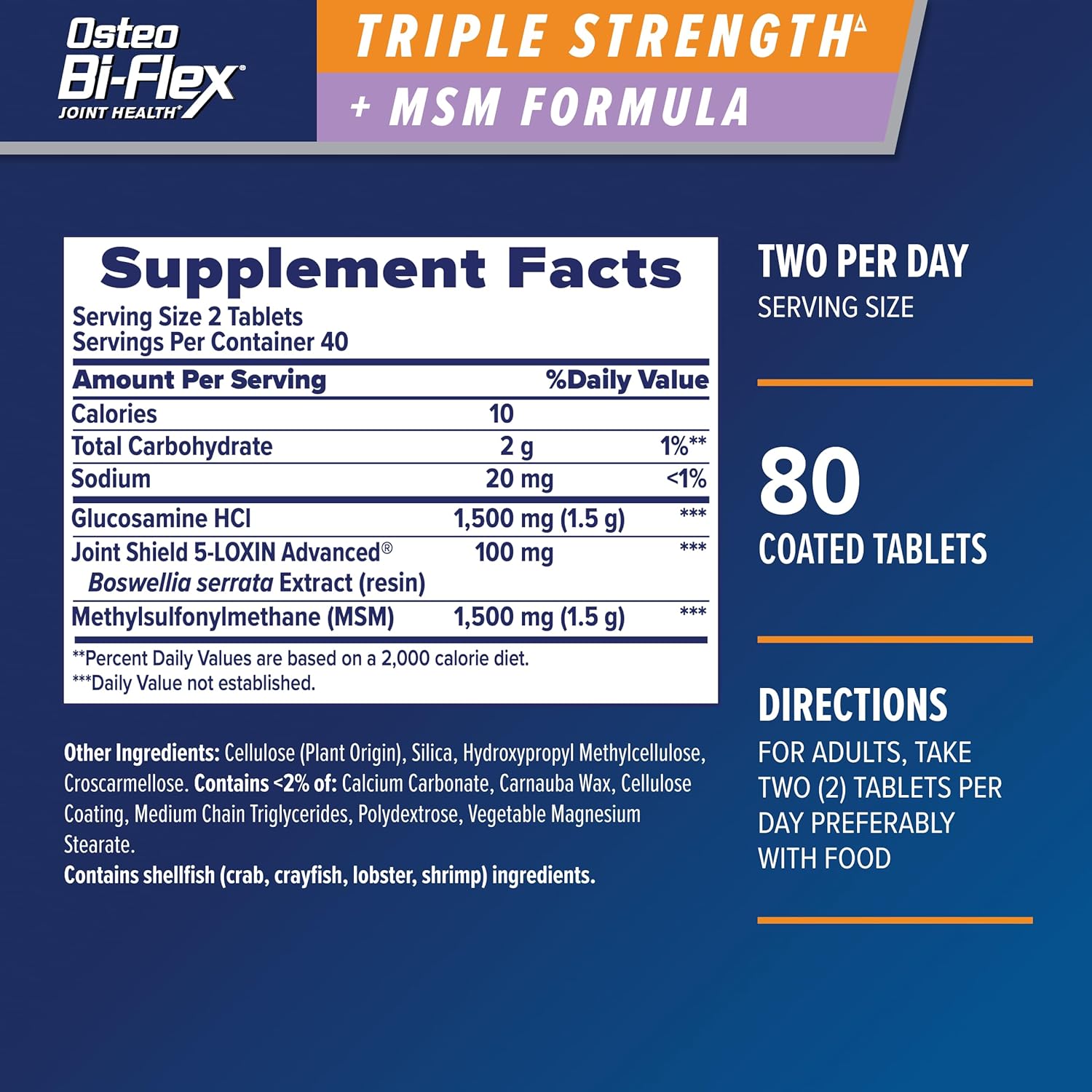 Buy now Osteo Bi-Flex Triple Strength(5) with MSM, Glucosamine Joint Health Supplement, Coated Tablets, 80 Count at indiglob india