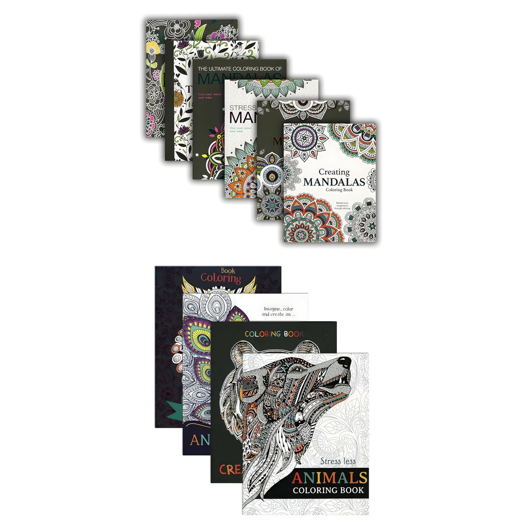 Adult Coloring Book Bundle with 10 Deluxe Coloring Books for Adults and Teens (Over 250 Stress Relieving Patterns).