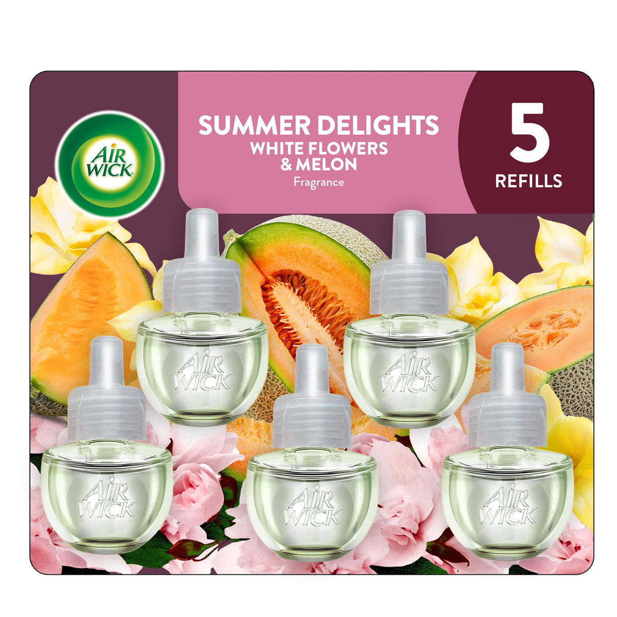 Air Wick Scented Oils Plug in Refill, Summer Delights, Essential Oil, 5ct