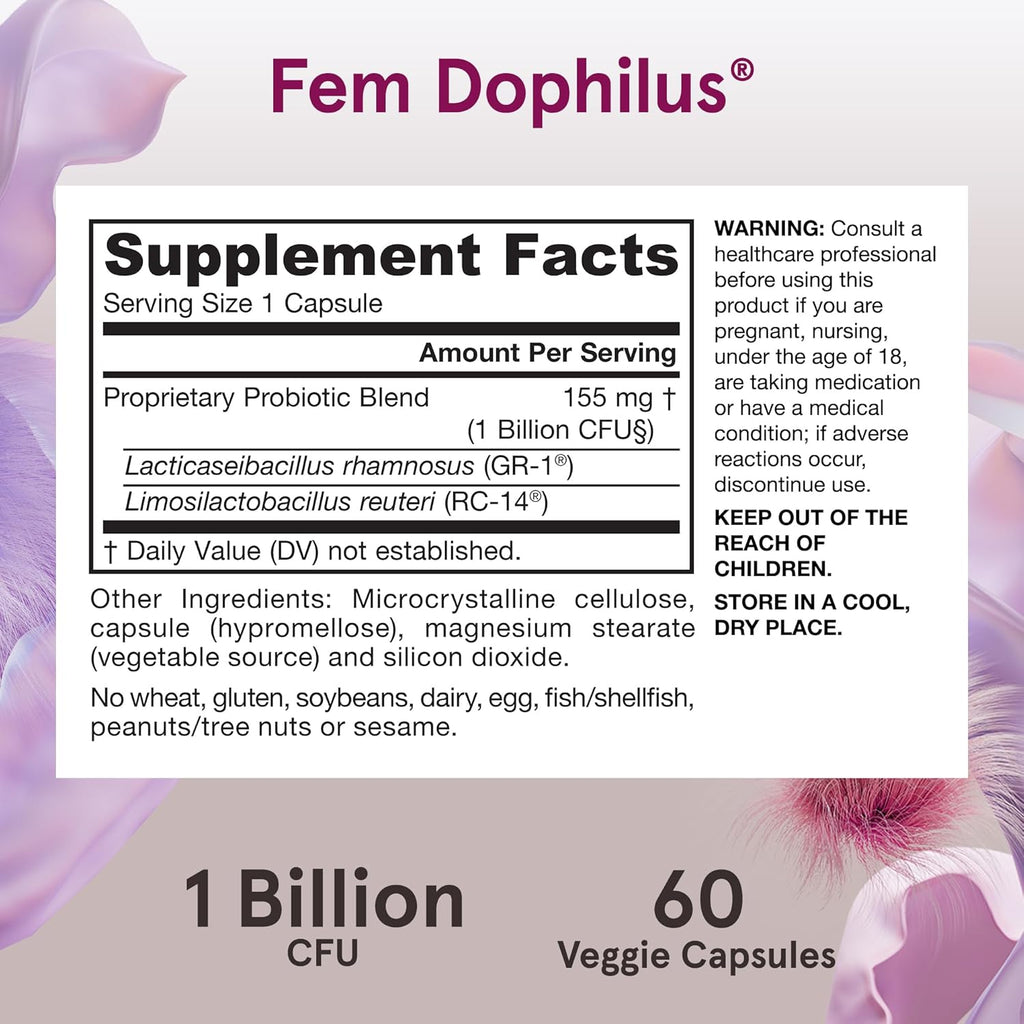 Buy now Jarrow Formulas Fem-Dophilus - 1 Billion Organisms Per Serving - 60 Veggie Capsules - Womenâ€™s Probiotic - Urinary Tract Health - Up to 60 Servings at indiglob india