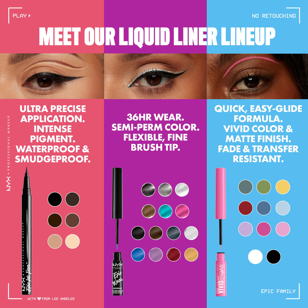 Buy now NYX PROFESSIONAL MAKEUP Epic Ink Liner, Waterproof Liquid Eyeliner with Vegan Formula - Dark Chocolate (Dark Brown Matte) at indiglob india