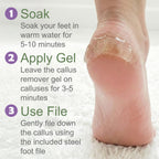 Foot Callus Remover Gel & File, 8 oz Extra Strength Callus Remover for Feet | Easily Softens and Removes Dead Hard Skin on Heels & Feet, Salon Results at Home in Minutes, Double-Sided Rasp Pedicure Tool