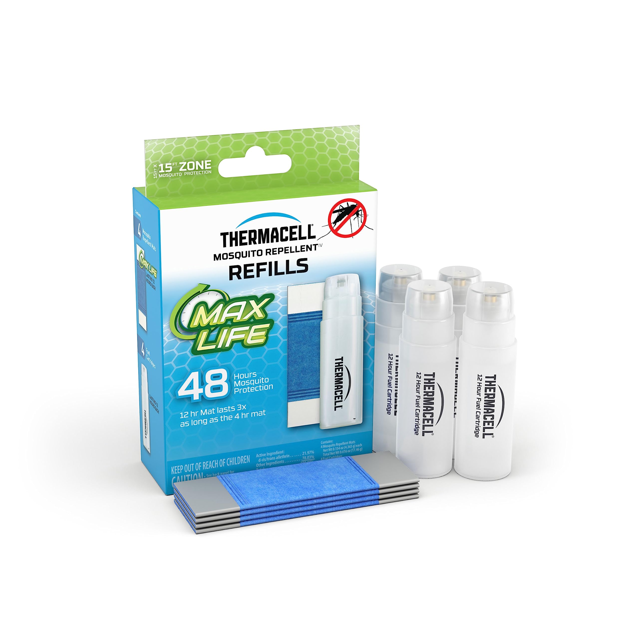 Buy now Thermacell Mosquito Repellent Refills; Provide 120 Hours of Protection; Contain 30 Repellent Mats, 10 Fuel Cartridges; Compatible with Any Fuel-Powered Mosquito Repeller Product 48 Hour Max Life at indiglob india