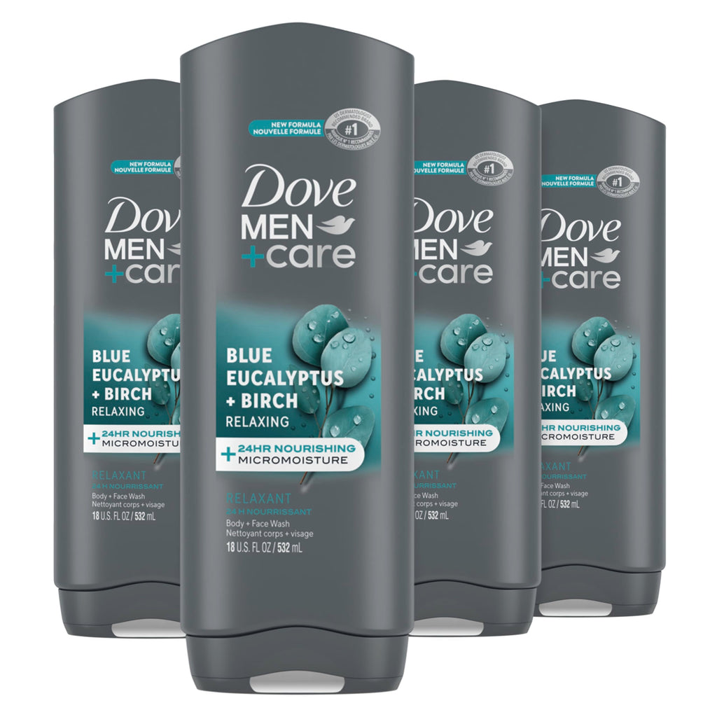 Buy now DOVE MEN + CARE Body and Face Wash Clean Comfort 4 Count for Healthier and Stronger Skin Effectively Washes Away Bacteria While Nourishing Your Skin, 18 oz at indiglob india