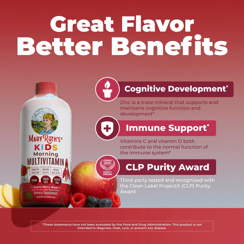 MARYRUTH'S Kids Liquid Morning Multivitamin for Kids, Sugar Free, 15.22oz
