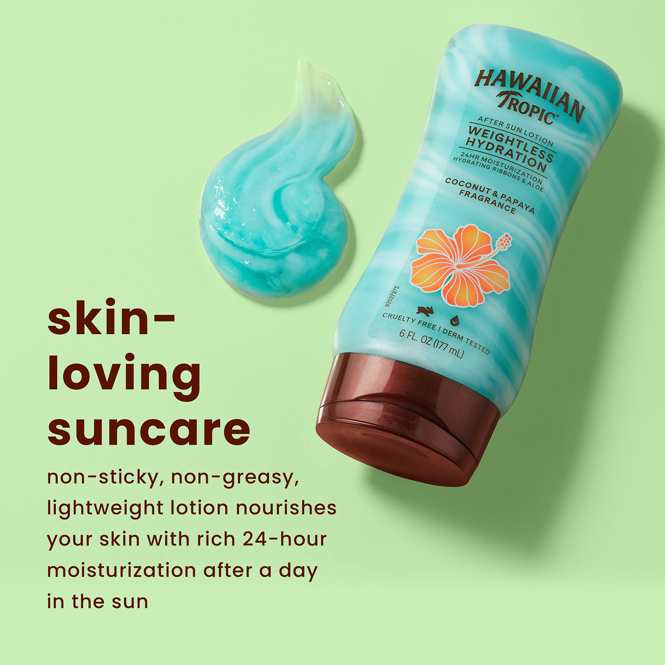 Hawaiian Tropic Weightless Hydration After Sun Lotion, 6 Fl Oz | 24 hour moisturizing after sun care, Hydrating lotion with aloe and shea butter, Coconut papaya scent, Lightweight texture