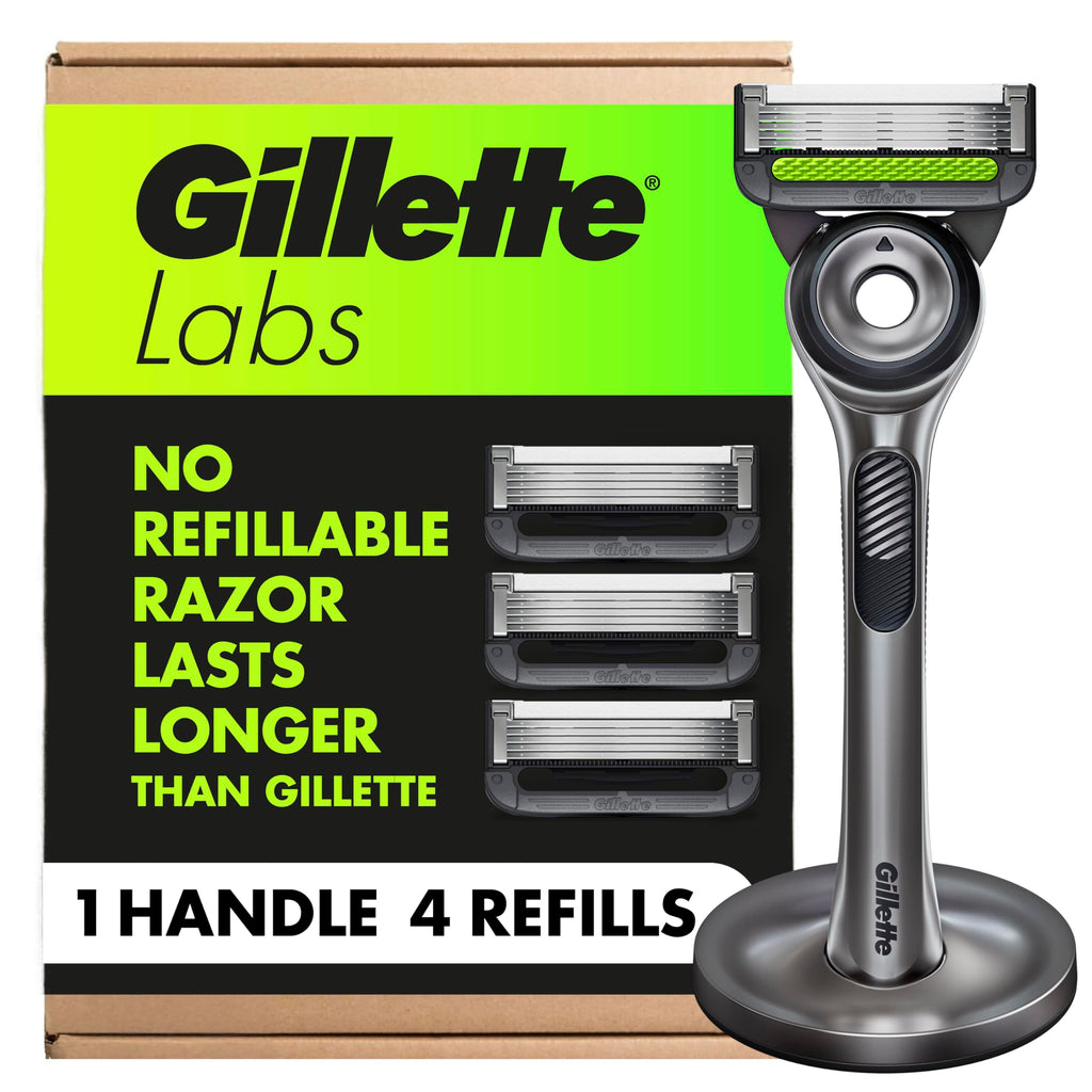 Gillette Labs Razor for Men, 1 Handle, 4 Blade Refills, Magnetic Stand