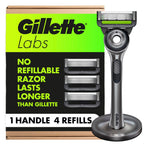 Gillette Labs Razor for Men, 1 Handle, 4 Blade Refills, Magnetic Stand