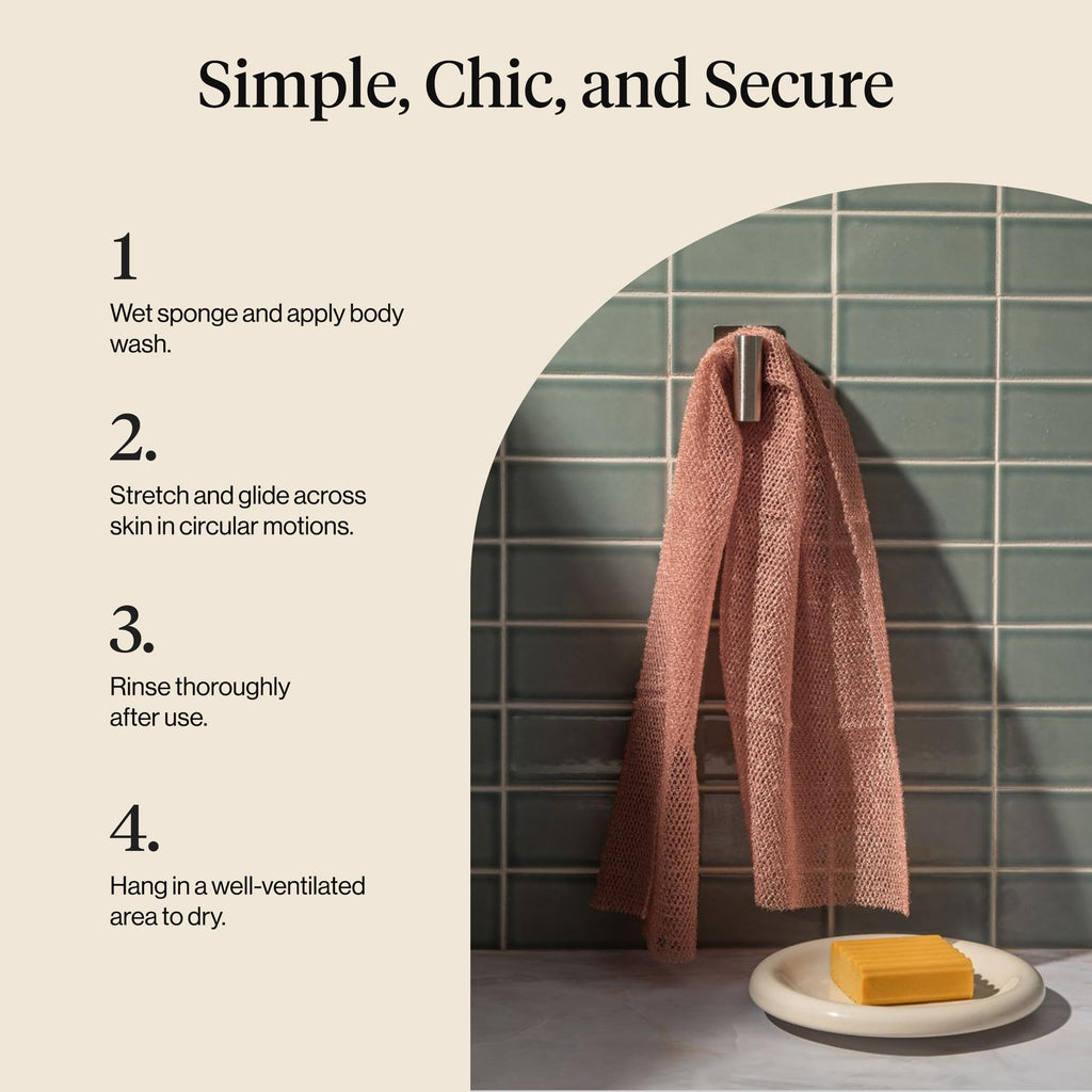 Kitsch African Net Sponge – Exfoliating Body Scrubber – Rosewood, 3 Pcs | for Cleansing & Gentle Daily Exfoliation – Stretchable Bath Sponge for Hard-to-Reach Areas – Long-Lasting Shower Essential