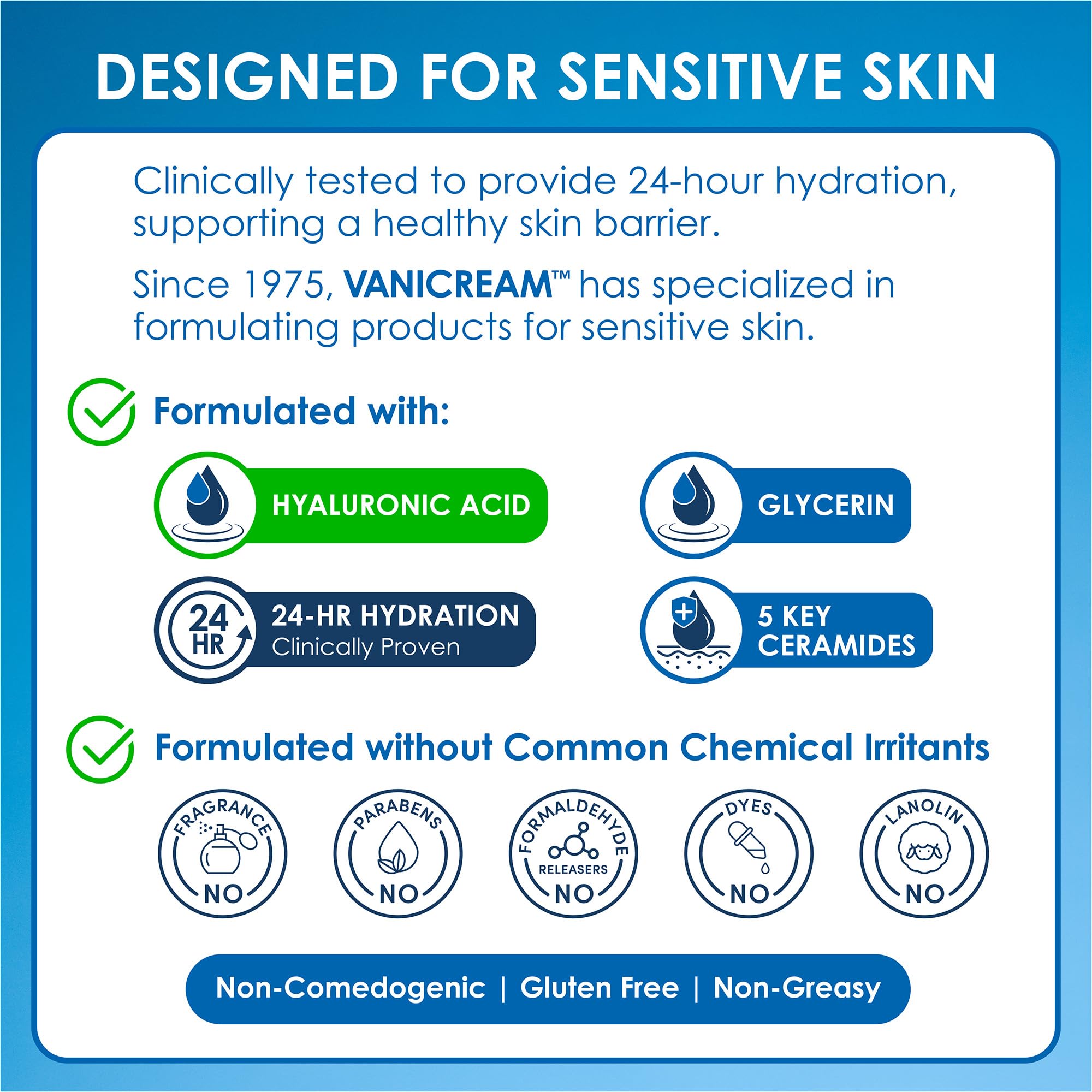 Vanicream Enhanced Moisturizer, 12 Fl Oz, Daily Body Lotion for Dry, Sensitive Skin, Clinically Tested 24Hr Hydration with Hyaluronic Acid, Glycerin & Ceramides, Formulated without Common Irritants
