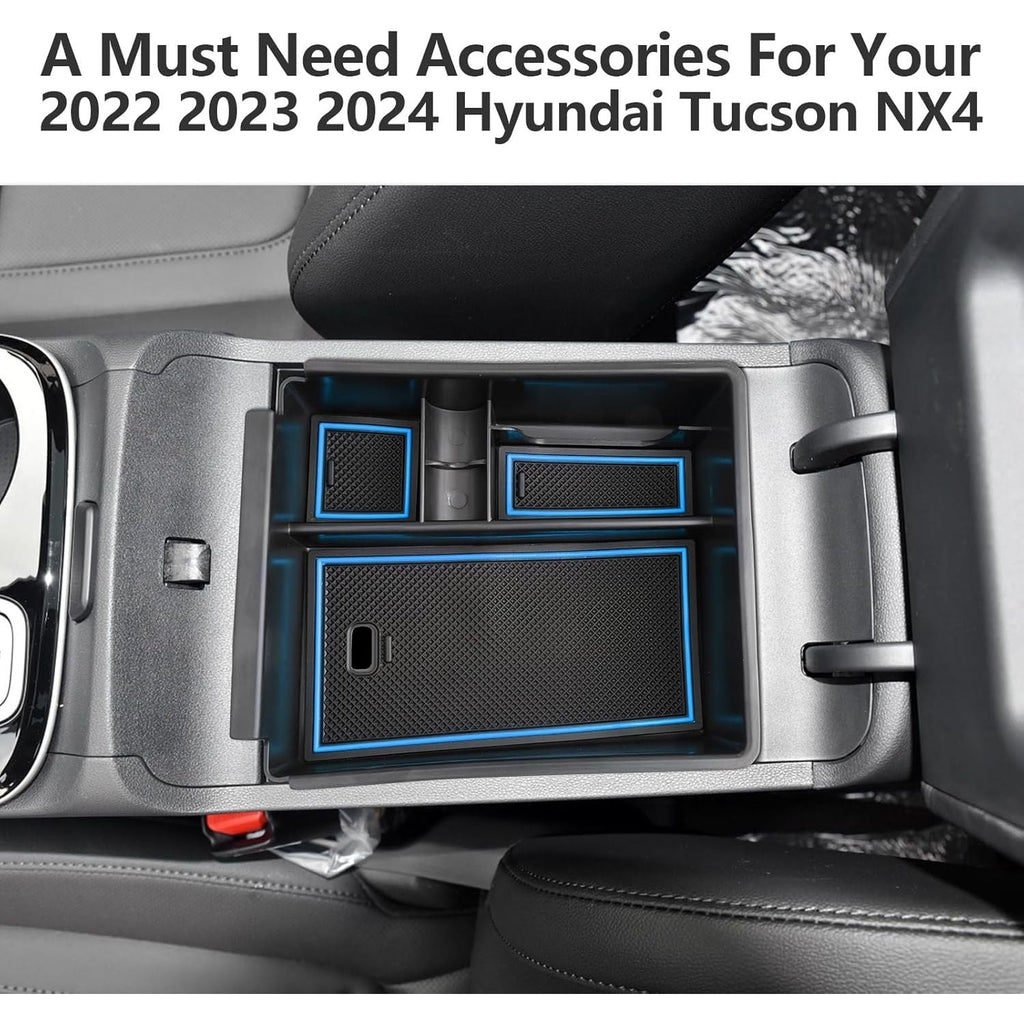 Buy now LUWU 2025 2026 Hynudai Tucson Center Console Organizer 2022-2026 Tucson NX4 Armrest Storage 2026 Tucson Console Organizer Tray Tucson SE/SEL/XRT Armrest Organizer 2025 2026 Tucson Accessories (Blue) at indiglob india