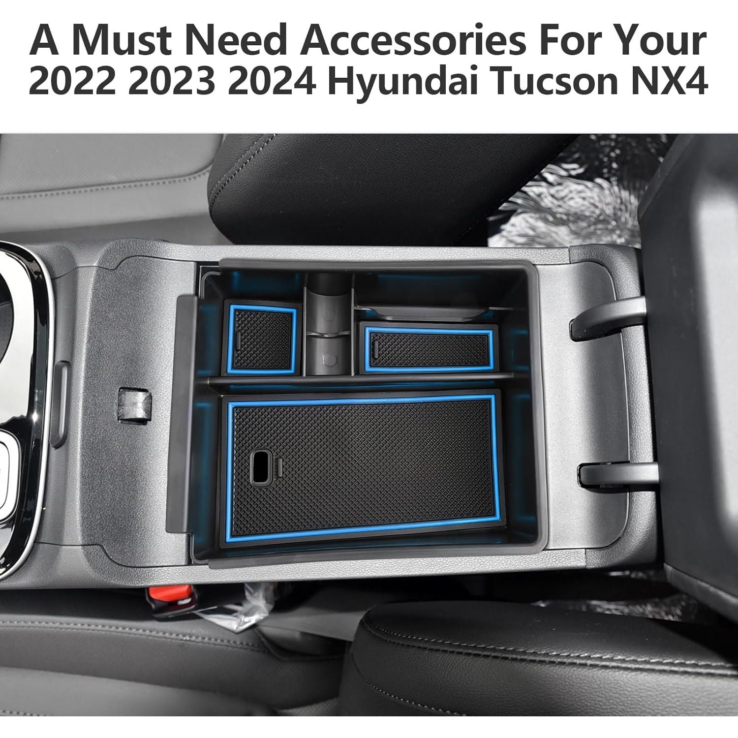 Buy now LUWU 2025 2026 Hynudai Tucson Center Console Organizer 2022-2026 Tucson NX4 Armrest Storage 2026 Tucson Console Organizer Tray Tucson SE/SEL/XRT Armrest Organizer 2025 2026 Tucson Accessories (Blue) at indiglob india
