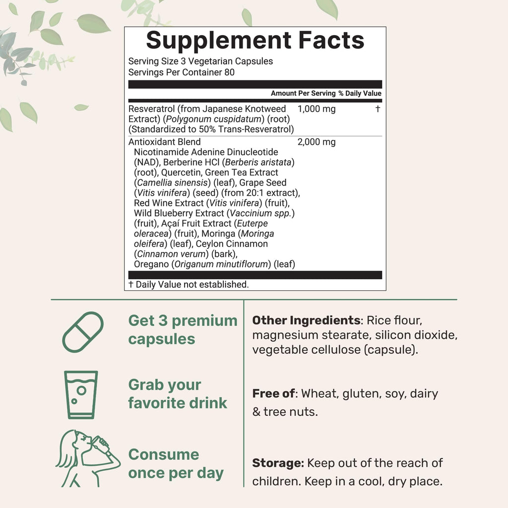 Micro Ingredients Resveratrol NAD Complex 3,000mg for Women & Men, 240 Veggie Capsules | NMN Supplement Alternative | 11-in-1 Blend with NAD+, Quercetin, Moringa, Berberine, Grape Seed, & Oregano
