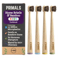 PRIMALS Kids Horse Bristle & Bamboo Toothbrush (4-Pack) - Soft & Healthy Horse Bristles - Zero Microplastics - Fully Biodegradable - Quick Dry Design