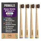 PRIMALS Kids Horse Bristle & Bamboo Toothbrush (4-Pack) - Soft & Healthy Horse Bristles - Zero Microplastics - Fully Biodegradable - Quick Dry Design