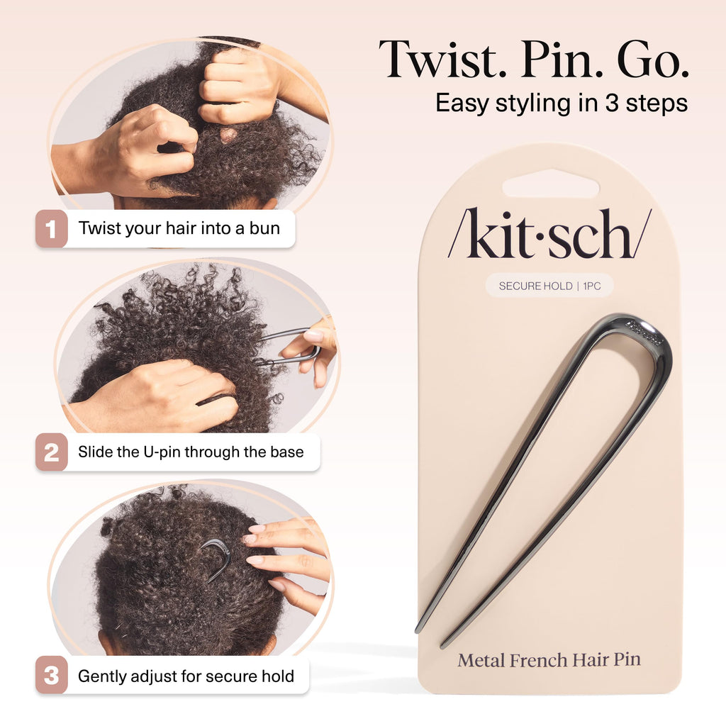 Buy now Kitsch French Hair Pins for Women â€“ Elegant & Durable Metal Hair Fork for Updos, Chignon, Bun & Twist Hairstyles, Secure Hold All Day, Comfortable Fit | Ideal Gifts for Women- Gold, 1pc at indiglob india
