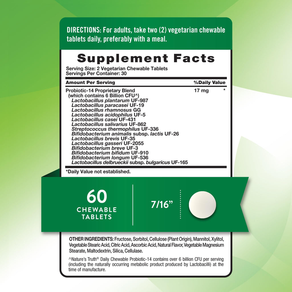Nature's Truth Probiotic Chewable for Men and Women | 6 Billion CFU