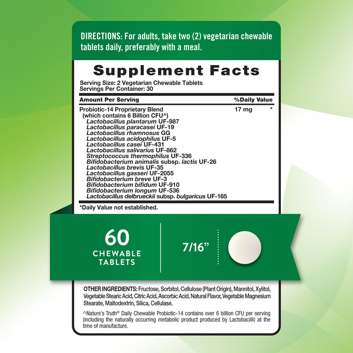 Nature's Truth Probiotic Chewable for Men and Women | 6 Billion CFU