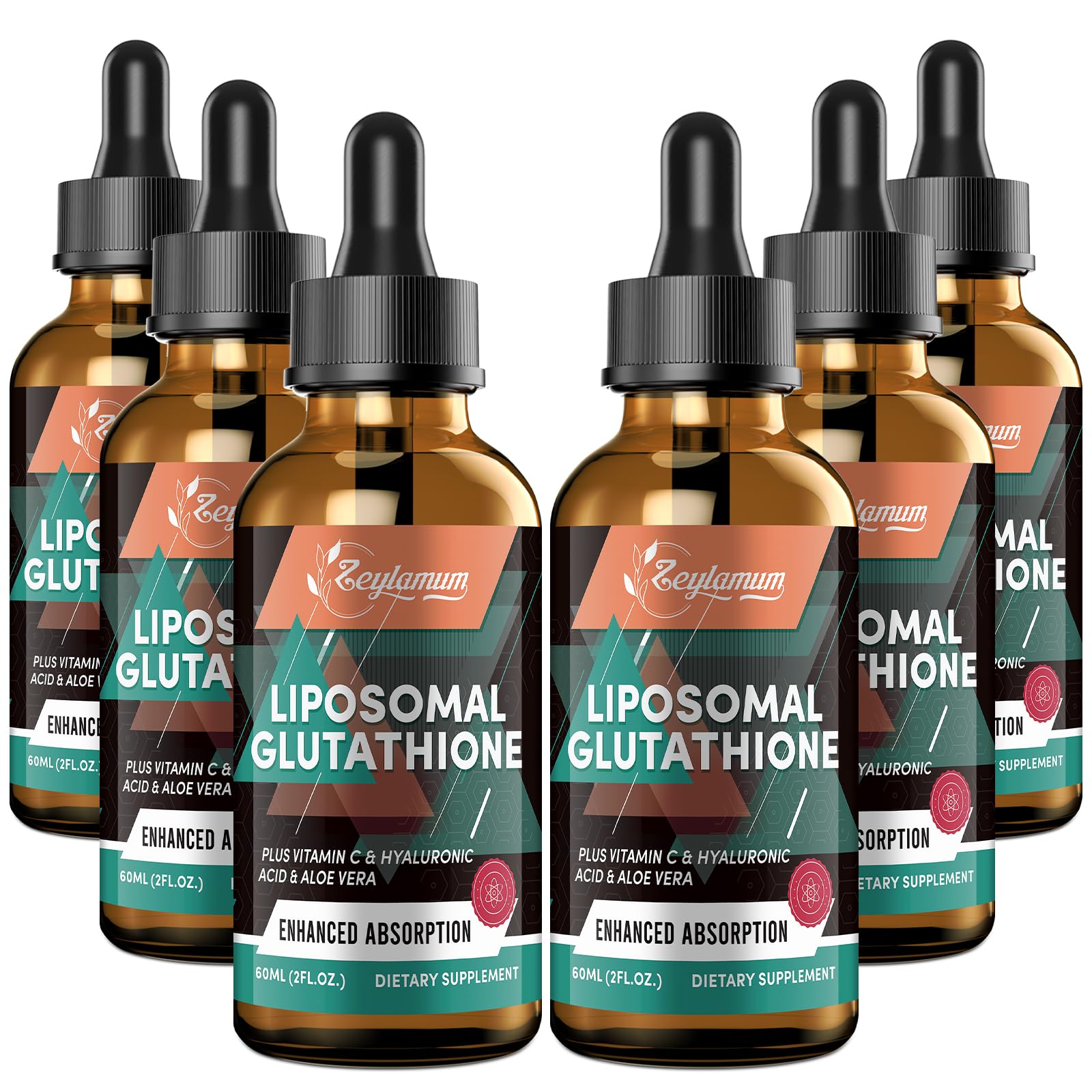 2000MG Liposomal Glutathione Liquid Drops, Ultra High Absorption, Natural Detoxification, Immune System & Skin Support*, L-Glutathione, Vitamin C & Hyaluronic Acid, Capsules Alternative, 2.02 OZ