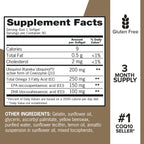 Qunol Ubiquinol 200mg + Omega-3 250mg, Extra Strength Antioxidant, 90ct | #1 Cardiologist Recommended Supplement for Heart Health, Coenzyme Q10 Supplement to support Vascular Health & Cellular Energy