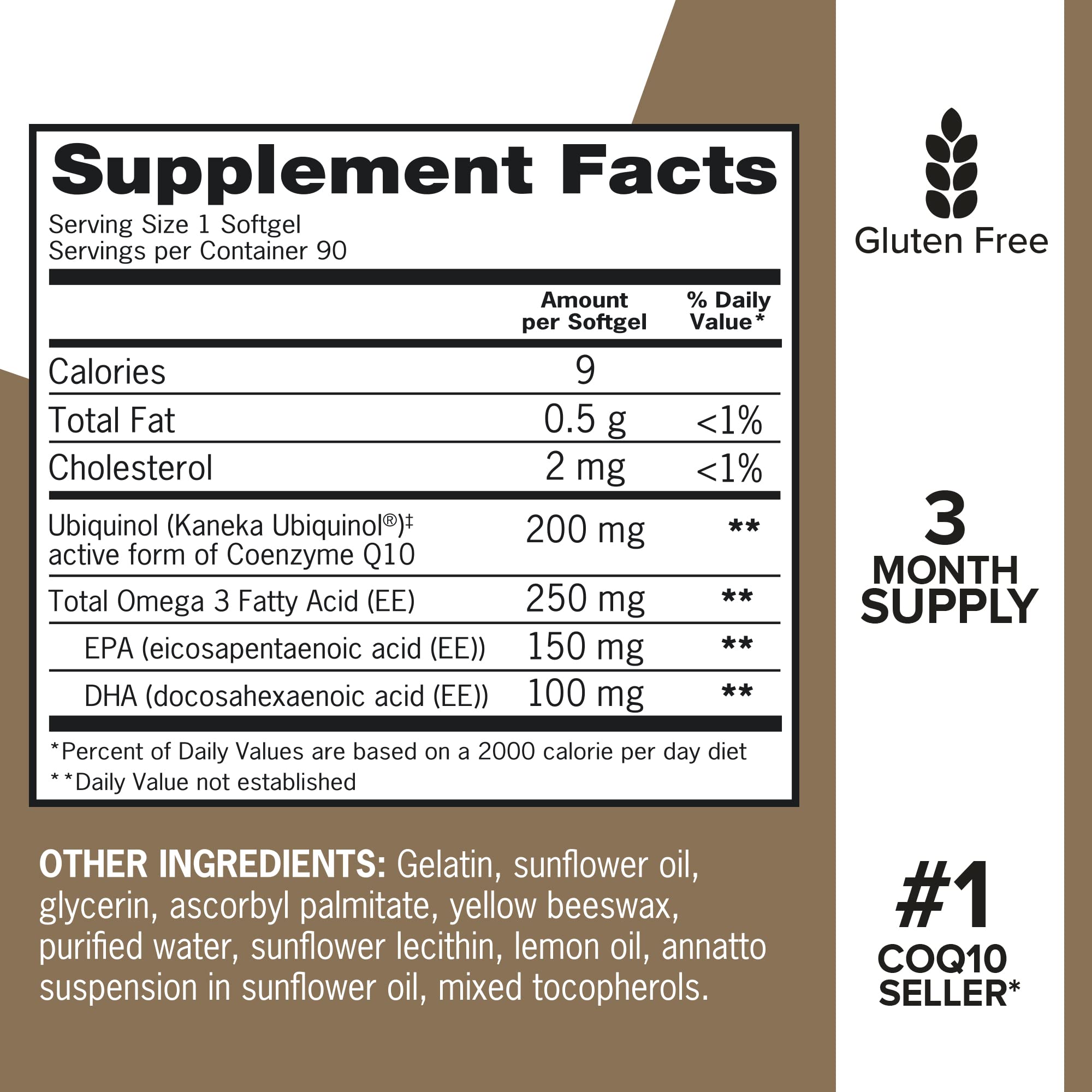 Qunol Ubiquinol 200mg + Omega-3 250mg, Extra Strength Antioxidant, 90ct | #1 Cardiologist Recommended Supplement for Heart Health, Coenzyme Q10 Supplement to support Vascular Health & Cellular Energy