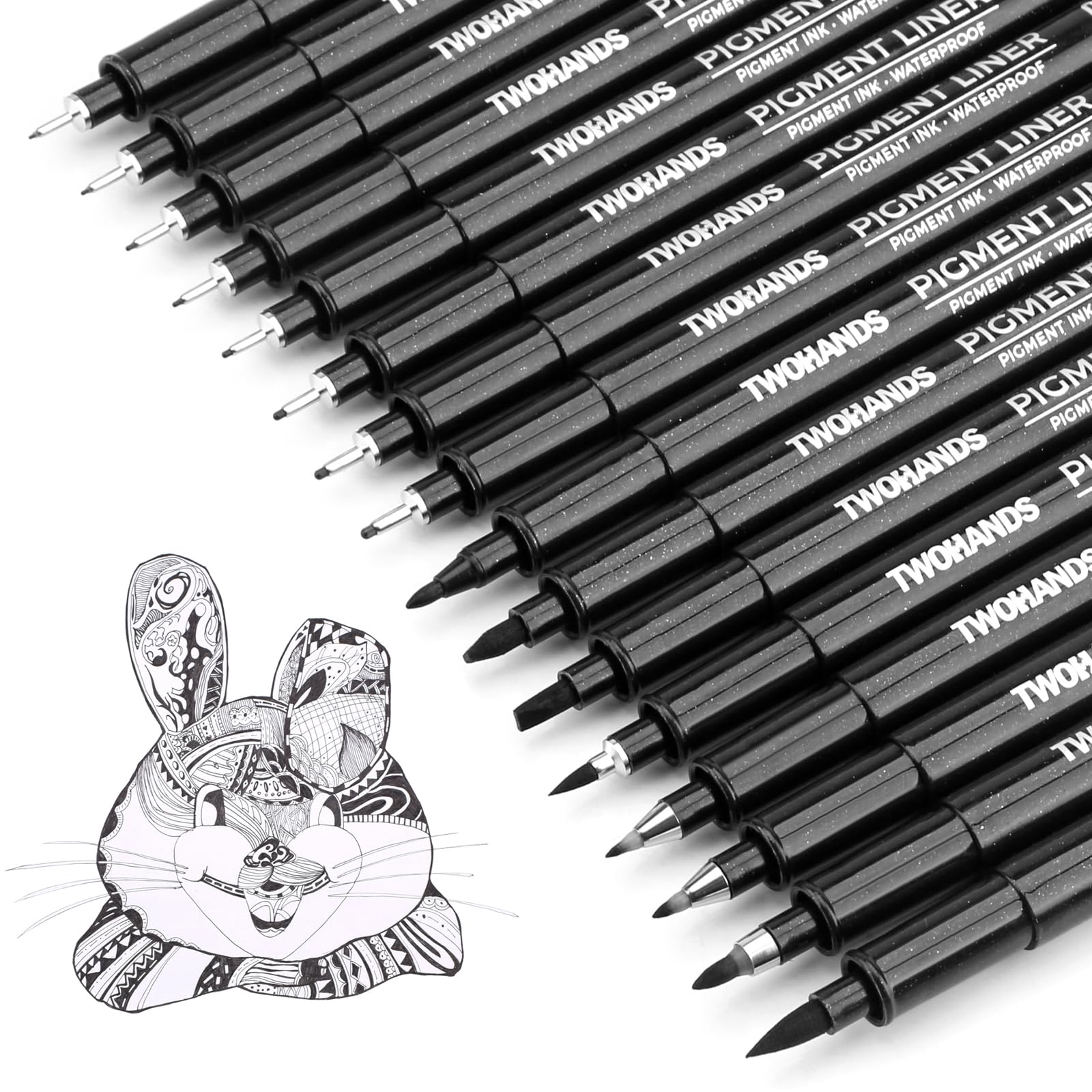 Buy now TWOHANDS Art Pens,Fineliner Ink Pens,Set of 12 Technical Drawing pen,Pigment Pen,Fine Point,Black,Waterproof,for Art Watercolor,Sketching,Anime,Manga, 902188 at indiglob india