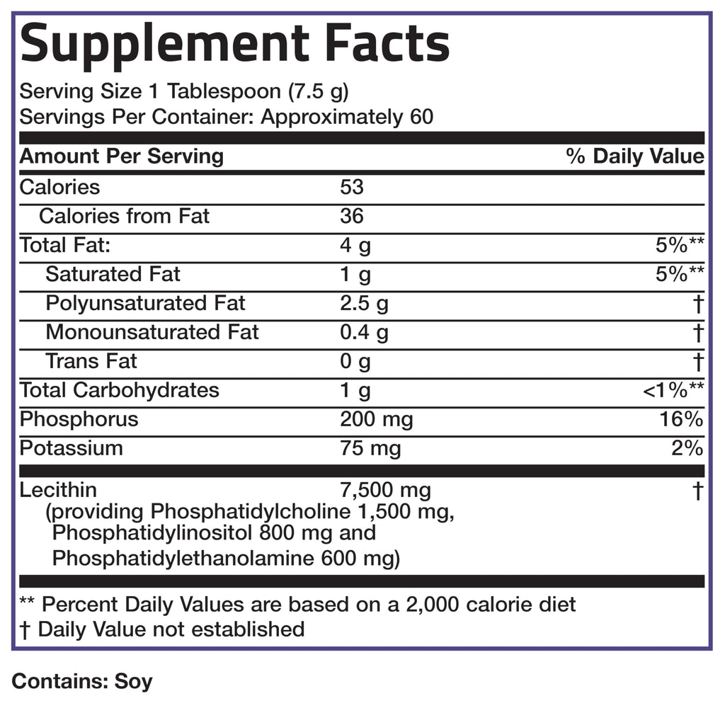 Bronson Lecithin Granules (Powder) 7500 MG, 1 Lbs (454 Grams, or 16 Ounces)