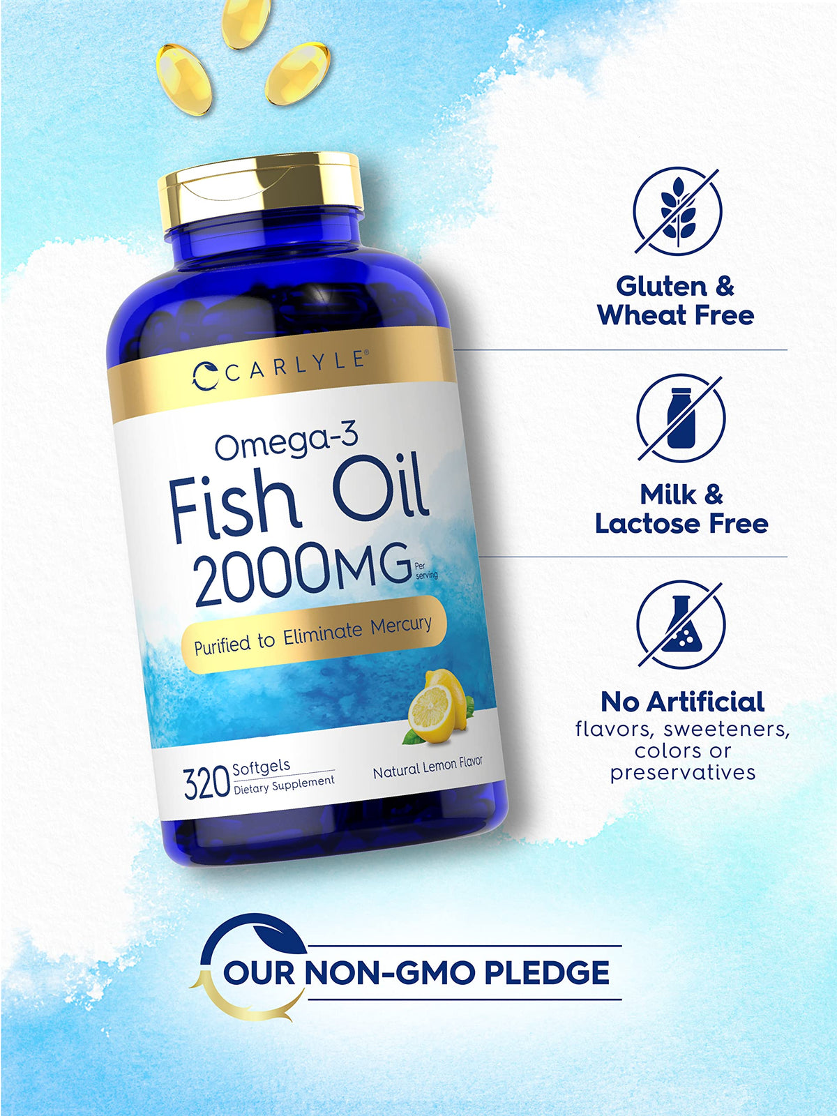 Carlyle Fish Oil Omega 3 Supplements | 2000mg | 320 Softgels | EPA & DHA