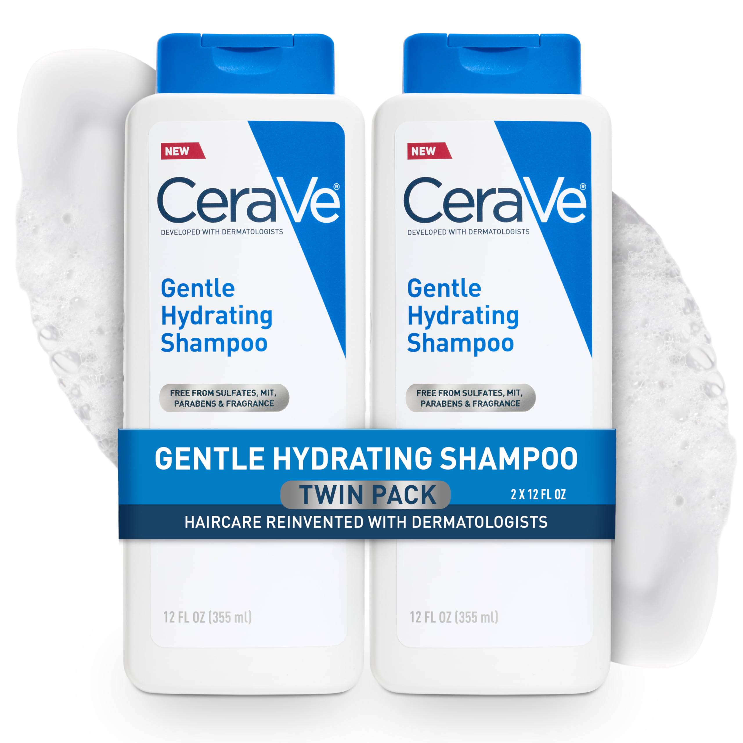 CeraVe Gentle Hydrating Shampoo with Hyaluronic Acid for Hair & Scalp, 12oz | Leaves Hair and Scalp Soft and Healthy-Looking with Ceramides, Niacinamide and A Color Safe Formula