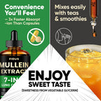 Mullein Drops for Lungs, Lung Detox for Smokers,Alcohol Free - 120 Servings | Mullein Leaf Extract with Echinacea,Elderberry,Marshmallow Root for Respiratory,Immune & Lymphatic Drainage - Sugar Free