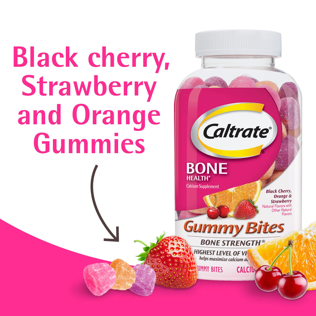 Caltrate Gummy Bites 600 Plus D3 Vitamin D and Calcium Supplement, 50 Count | Highest Level of Vitamin D3, Maximizes Calcium Absorption to Support Strong Bones and Daily Function