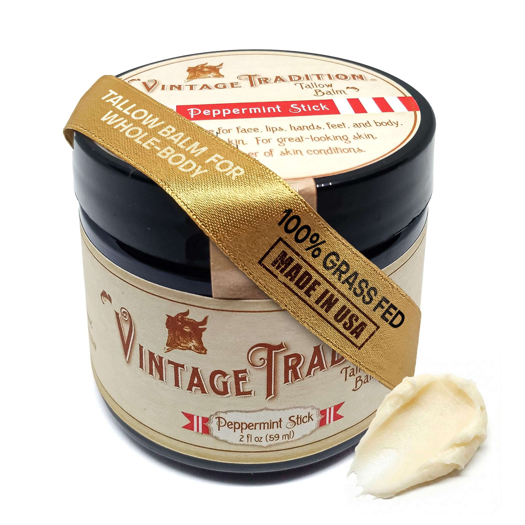 Buy now Vintage Tradition Beef Tallow All Purpose Balm - Healing, Hydrating Weather-Protecting Skin Care Salve Replaces Body Lotion, Hand Cream, More - Essential Oil, Olive Oil, and Grass-Fed Tallow, 2 fl oz. at indiglob india