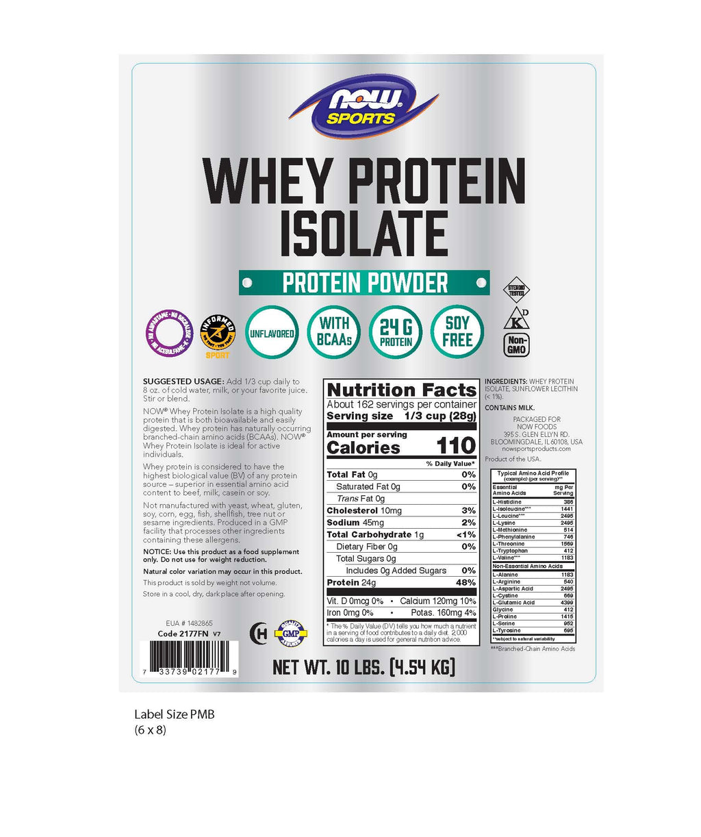 Buy now NOW Foods Sports Nutrition, Whey Protein Isolate, 25 g With BCAAs, Unflavored Powder, 10-Pound at indiglob india