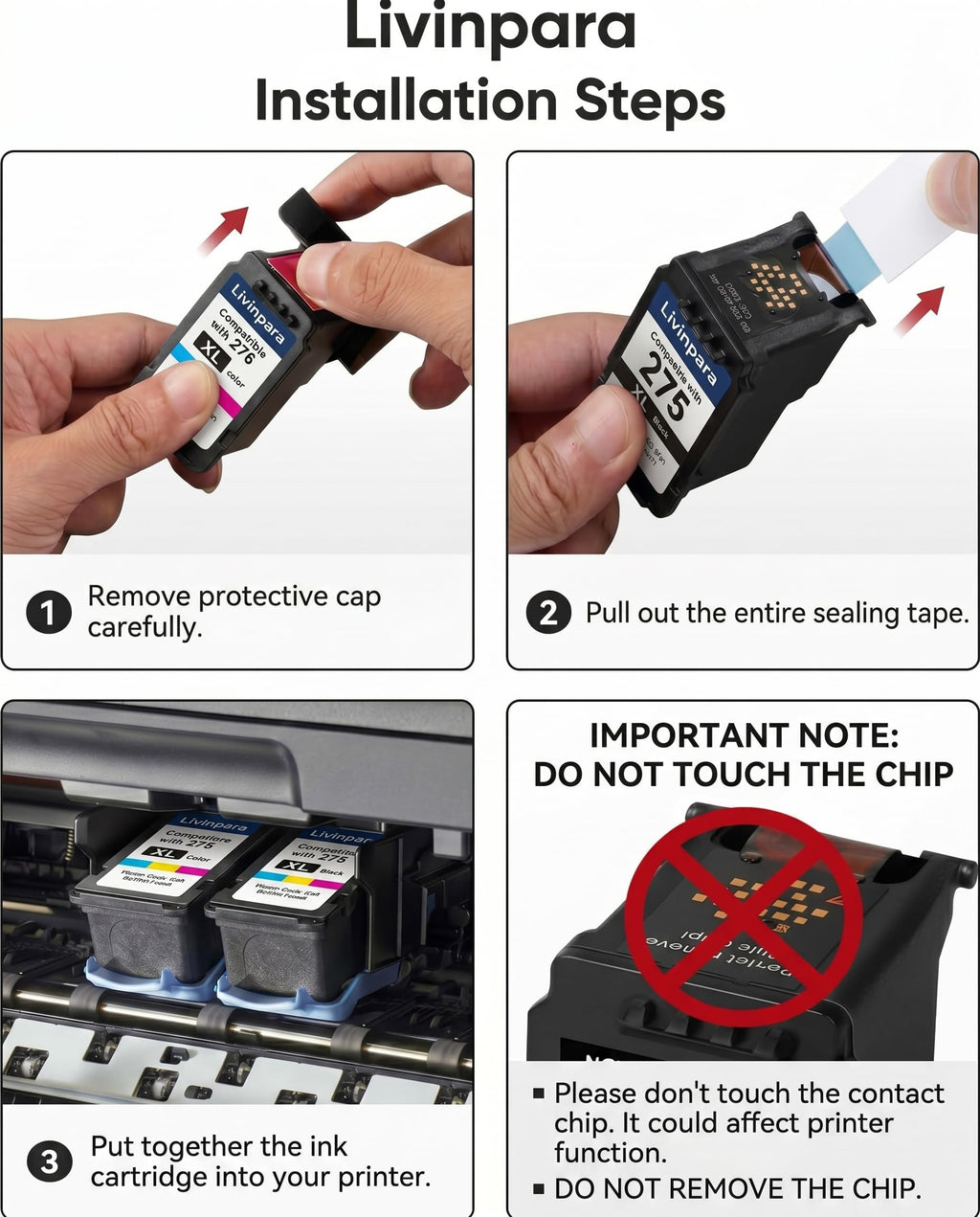 PG-275 XL/CL-276 XL Ink Cartridges Combo Pack Compatible with Canon 275 276 XL for Pixma TR4720 TR4722 TS3522 TS3722 TS3700 TR4700 TS3500 TS3520 Printers, 2-Pack, High Yield 2-Pack