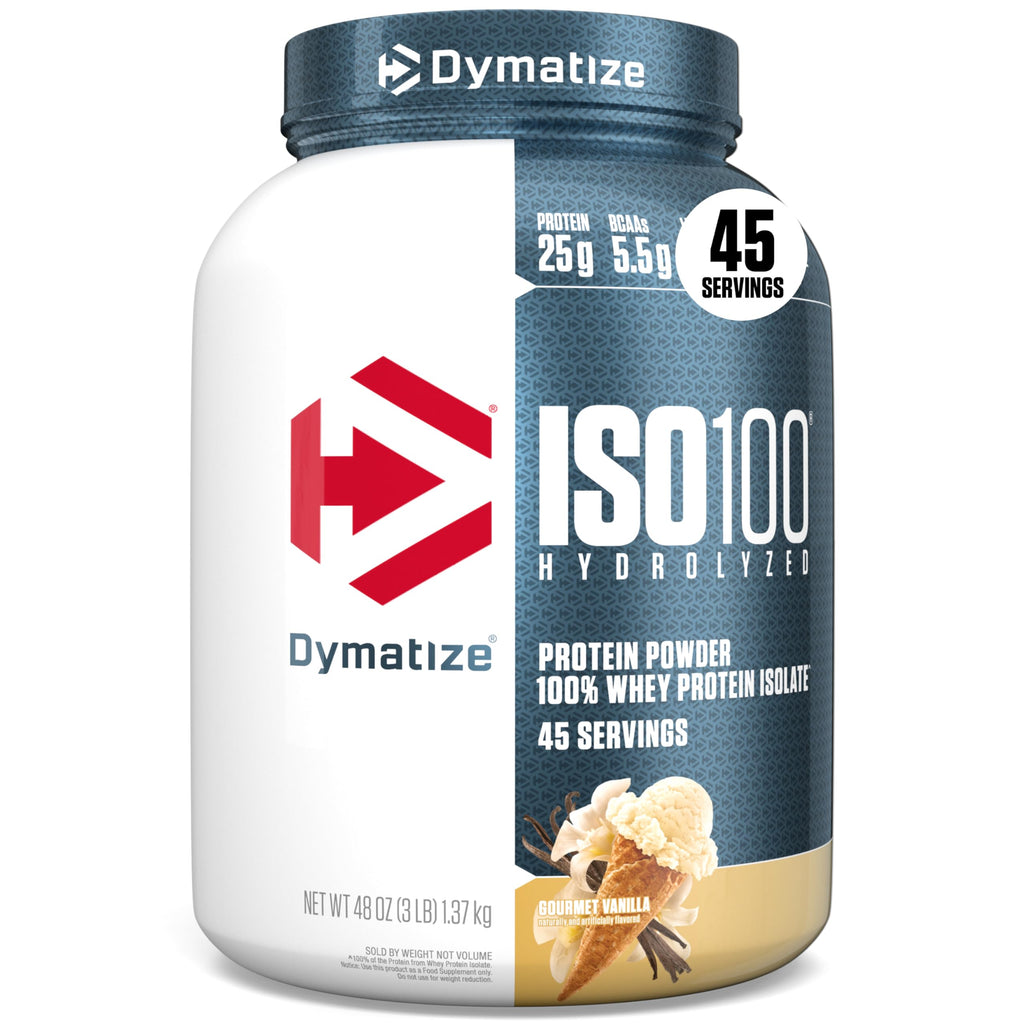 Buy now Dymatize ISO100 Whey Protein Powder Isolate, Gourmet Chocolate, 25g of Protein, 5 Pound, 5.5g BCAAs, Less Than 120 Cal., Gluten Free, 1g Fat, 1g Sugar, 2g Carb (71 Servings) at indiglob india