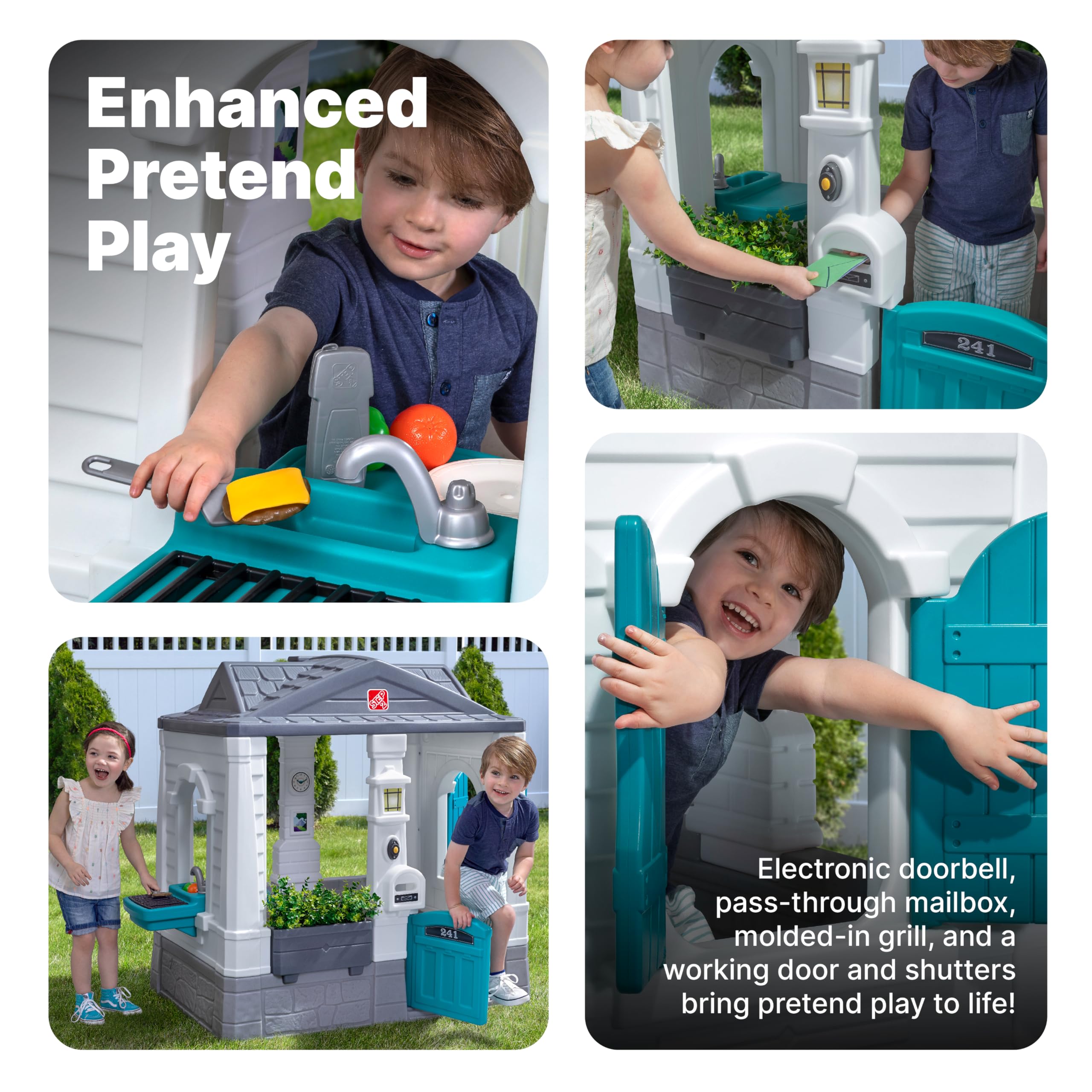 Buy now Step2 Neat & Tidy Cottage Kids Playhouse, Indoor/Outdoor Playset, Interactive Play with Sounds, Made of Durable Plastic, for Toddlers 1.5+ Years Old, Grey at indiglob india
