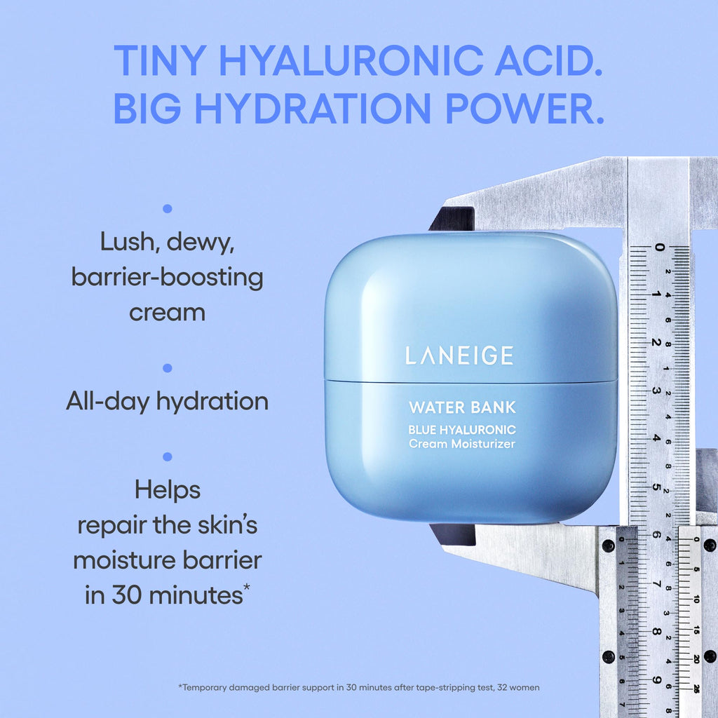 LANEIGE Water Bank Blue Hyaluronic Acid Cream Daily Face Moisturizer: Hydrating Korean Lightweight Face Cream with Ceramides & Squalane for Lasting Deep Hydration & Skin Barrier Support