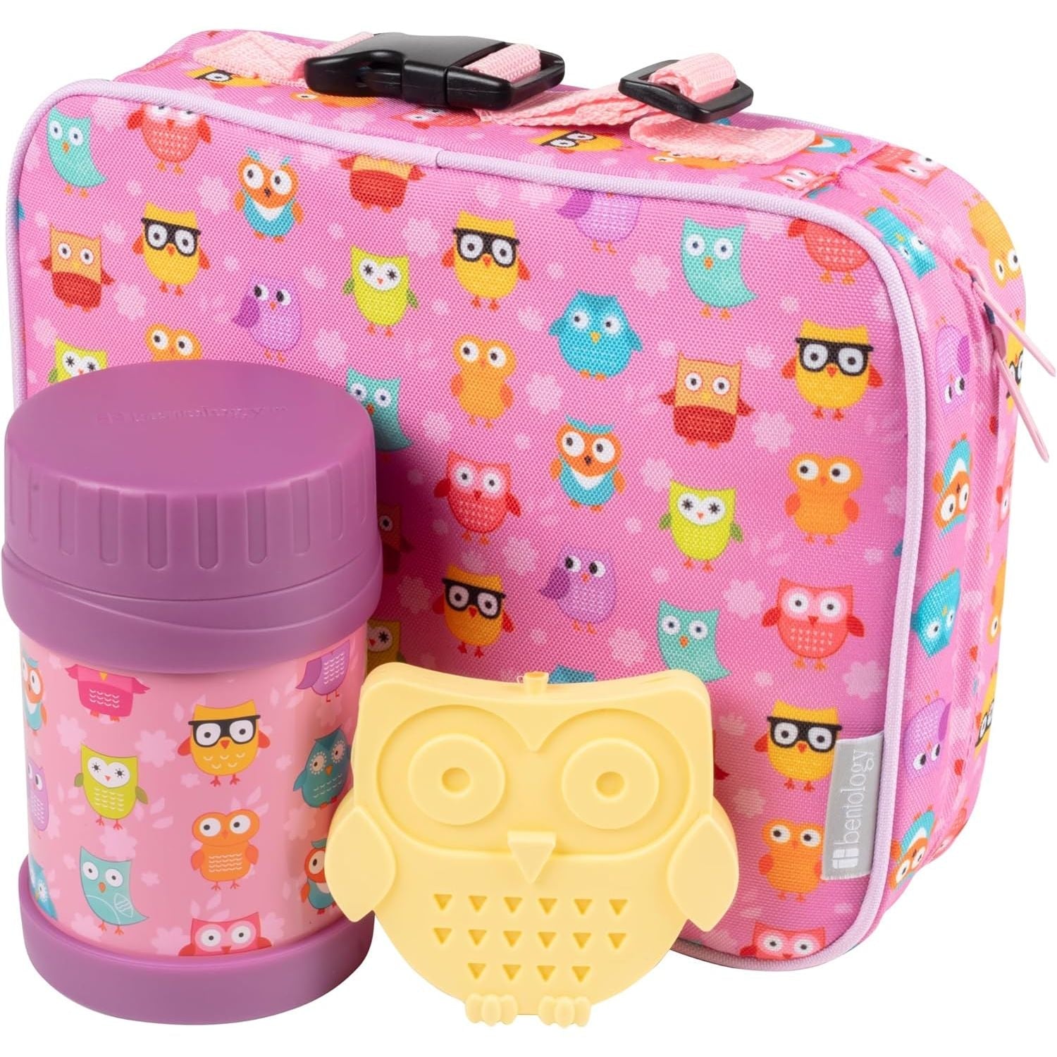 Buy now Bentology Kids Lunch Bag Set w Matching Reusable Food Jar & Hard Ice Pack- Unicorn- Insulated Tote, Stainless Steel thermos & Freezer Pack to Keeps Food Fresh for Hours- Back to School Lunch Box Kits Owl at indiglob india