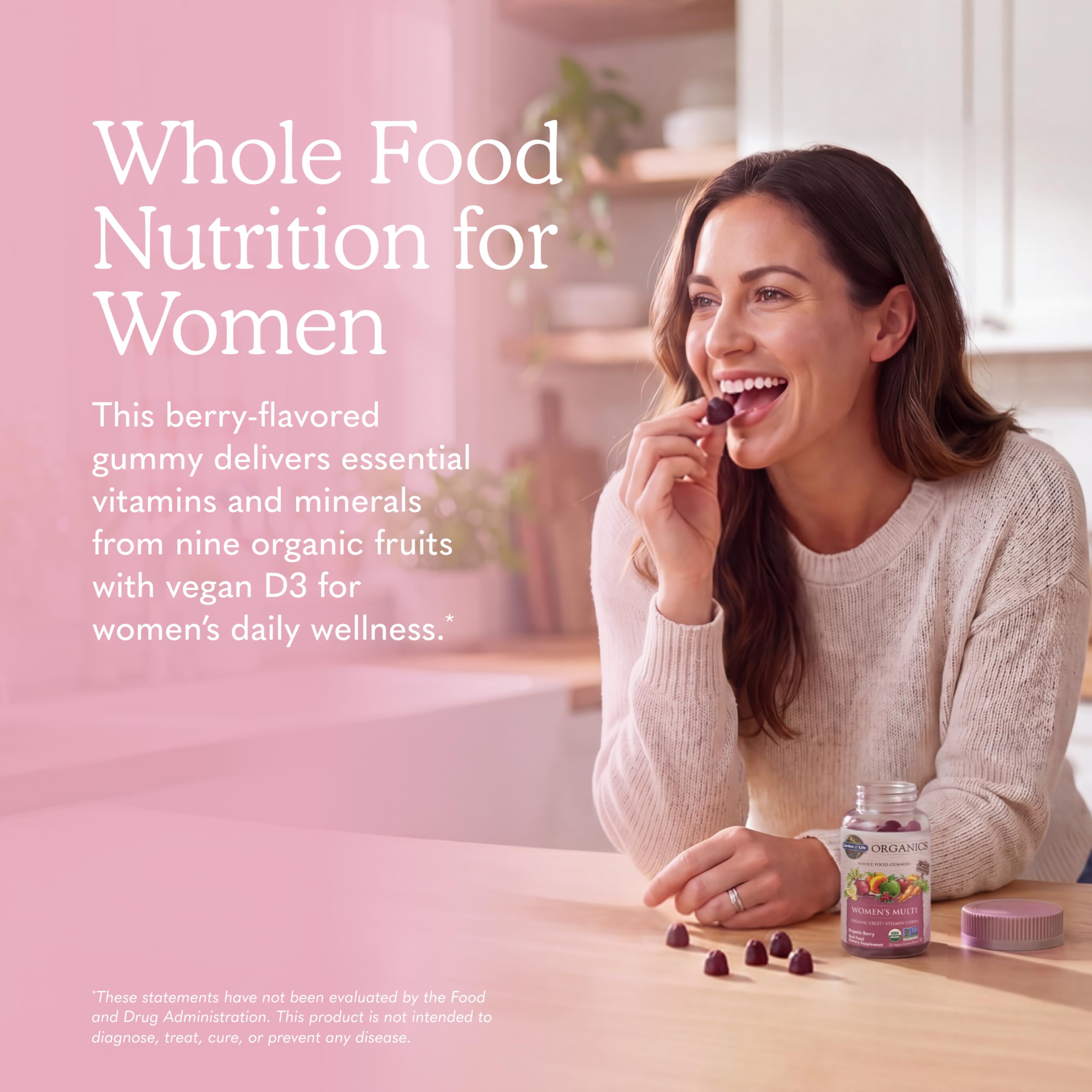 Garden of Life Organics Women's Gummy Vitamins - Berry - Certified Organic, Non-GMO, Vegan, Kosher Complete Multi - Methyl B12, C & D3 - Gluten, Soy & Dairy Free, 120 Real Fruit Gummies