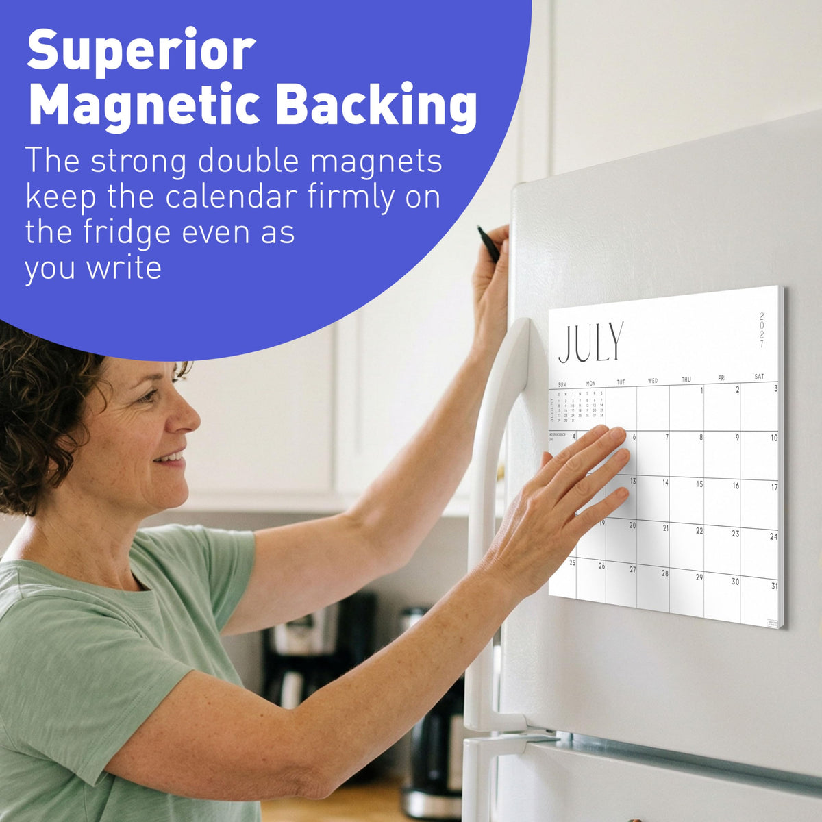 S&O Simple Magnetic Fridge Calendar from July 2026-December 2027 - Tear-Off Refrigerator Calendar to Track Events & Appointments - 18 Month Magnetic Planner for Fridge for Easy Planning-8"x10”in