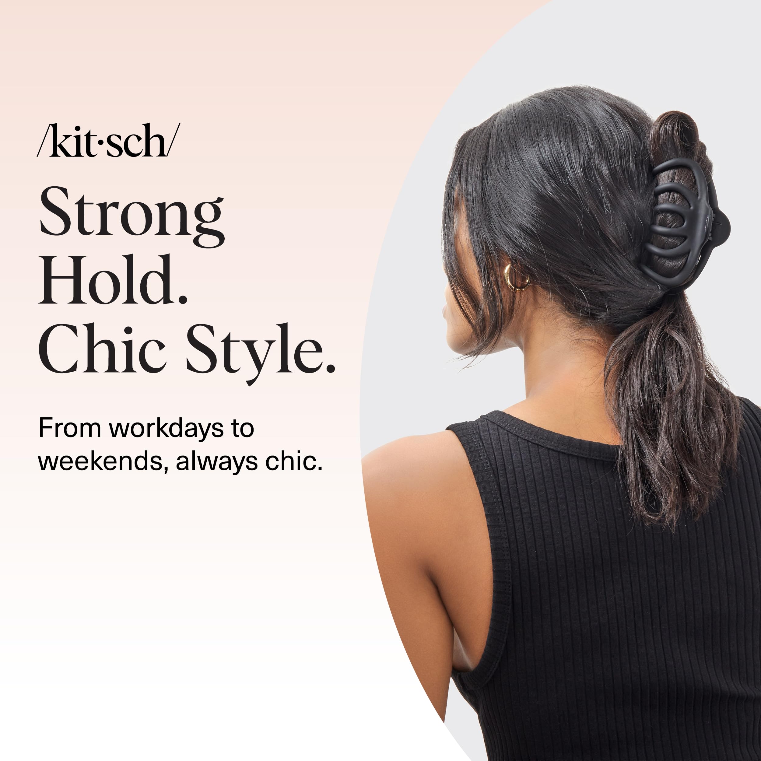 Buy now Kitsch Medium Claw Clips for Women - Strong Hold & Stylish Glossy Puffy Design Hair Accessories | Half-Up or Full Updos | Ideal Gifts for Women - 2pc Set, Black & Tort at indiglob india